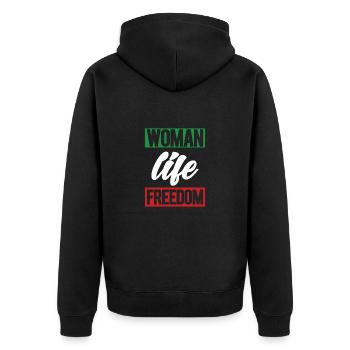 Femmes Vie Liberté Iranienne Mahsa Amini Iran - Veste à capuche bio Premium Unisexe - noir - Dos - Nico (187cm)
