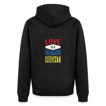 Menschenrechte Politik Freiheit Demonstrieren - Unisex Premium Bio Zip Hoodie - Schwarz - Hinten - Nico (187cm)