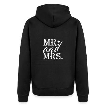 Couple de mariage nouvellement marié amour coeur - Veste à capuche bio Premium Unisexe - noir - Dos - Nico (187cm)