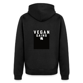 Pflanzliches Essen Vegan Gemüse Gesund Klimawandel - Unisex Premium Bio Zip Hoodie - Schwarz - Hinten - Nico (187cm)