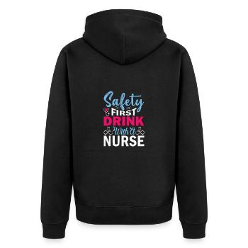 Arzthelferin Krankenpflegerin Arztpraxis Nadel - Unisex Premium Bio Zip Hoodie - Schwarz - Hinten - Nico (187cm)