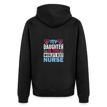 Arzthelferin Krankenpflegerin Arztpraxis Tochter - Unisex Premium Bio Zip Hoodie - Schwarz - Hinten - Nico (187cm)