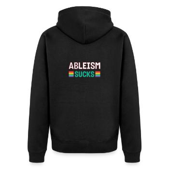 Stoppt Ableismus Unterstützt Autisten - Unisex Premium Bio Zip Hoodie - Schwarz - Hinten - Nico (187cm)