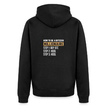 Bitcoin Plan B BTC Satoshi Crypto Hodl Maximalist - Veste à capuche bio Premium Unisexe - noir - Dos - Nico (187cm)