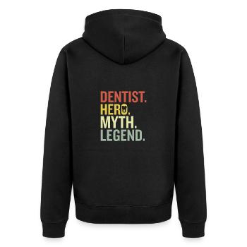 Zahnarzthelferin Zahnarzt Zahn - Unisex Premium Bio Zip Hoodie - Schwarz - Hinten - Nico (187cm)