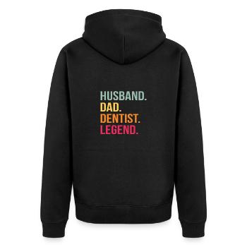 dentist husband father dad legend medicine - Unisex Premium Organic Zip Hoodie - black - Back - Nico (187cm)