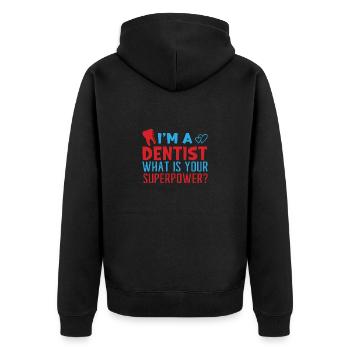 Zahnarzthelferin Zahnarzt Zahn - Unisex Premium Bio Zip Hoodie - Schwarz - Hinten - Nico (187cm)