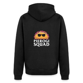 Polnischer Pierogi Liebhaber Lustiger Pierogi - Unisex Premium Bio Zip Hoodie - Schwarz - Hinten - Nico (187cm)