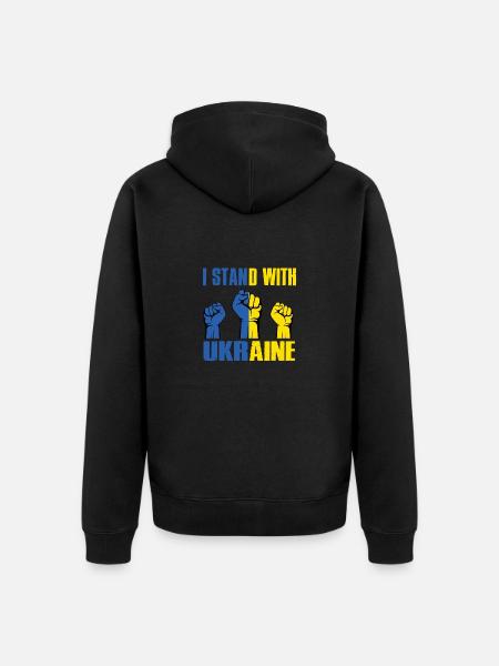 Ukraine Peace Flag No War - Unisex Premium Organic Zip Hoodie - black
