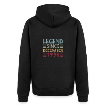 Legends birthday December 1938 born gift - Unisex Premium Organic Zip Hoodie - black - Back - Nico (187cm)