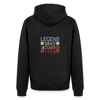 Anniversaire des légendes Décembre 1928 cadeau né - Veste à capuche bio Premium Unisexe - noir - Dos - Nico (187cm)