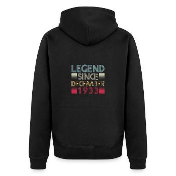 Legends birthday December 1933 born gift - Unisex Premium Organic Zip Hoodie - black - Back - Nico (187cm)