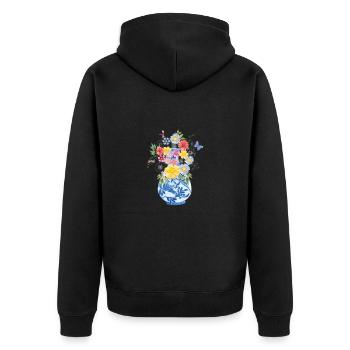 Flower tendrils Vase Bouquet Bouquet Flowers - Unisex Premium Organic Zip Hoodie - black - Back - Nico (187cm)