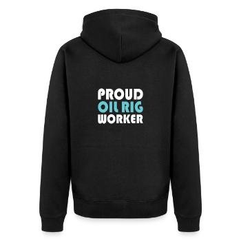 Oil rig oil gas workers drilling oil platform - Unisex Premium Organic Zip Hoodie - black - Back - Nico (187cm)