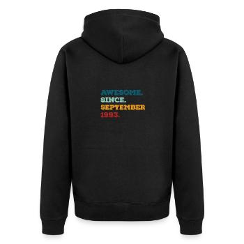 Anniversaire Septembre 1993 Né Année de naissance - Veste à capuche bio Premium Unisexe - noir - Dos - Nico (187cm)