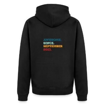 Anniversaire Septembre 2013 Né Année de naissance - Veste à capuche bio Premium Unisexe - noir - Dos - Nico (187cm)