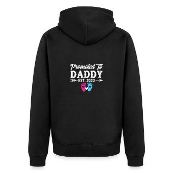 Vater 2023 - Papa 2023 - Papa werden Schwanger - Unisex Premium Bio Zip Hoodie - Schwarz - Hinten - Nico (187cm)