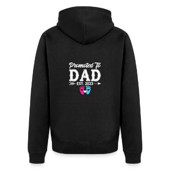Vater 2023 - Papa 2023 - Papa werden Schwanger - Unisex Premium Bio Zip Hoodie - Schwarz - Hinten - Nico (187cm)