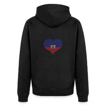Haiti Herzschlag Flagge Vintage Haiti Herz - Unisex Premium Bio Zip Hoodie - Schwarz - Hinten - Nico (187cm)