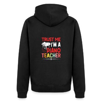 Pianist Klavierspieler Klavier Piano Lehrer - Unisex Premium Bio Zip Hoodie - Schwarz - Hinten - Nico (187cm)