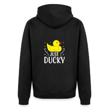 Entenfamilie Gummienten Badeente Entchen - Unisex Premium Bio Zip Hoodie - Schwarz - Hinten - Nico (187cm)