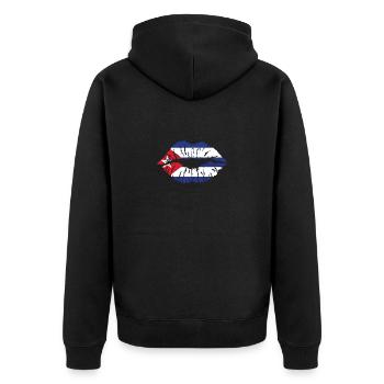 Kuba Flagge herz Fahne Kubaner - Unisex Premium Bio Zip Hoodie - Schwarz - Hinten - Nico (187cm)