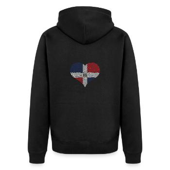 Dominikanische Republik Herz Flagge Fahne - Unisex Premium Bio Zip Hoodie - Schwarz - Hinten - Nico (187cm)