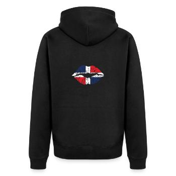 Dominikanische Republik Herz Flagge Fahne - Unisex Premium Bio Zip Hoodie - Schwarz - Hinten - Nico (187cm)