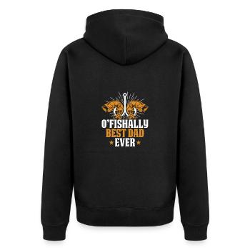 Vater Angeln Vatertag Angler Fischen Papa Fisch - Unisex Premium Bio Zip Hoodie - Schwarz - Hinten - Nico (187cm)