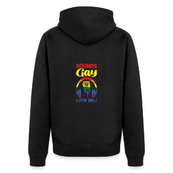 Gay Musik Schwul lesbisch Schwuler Lesbe Geschenk - Unisex Premium Bio Zip Hoodie - Schwarz - Hinten - Nico (187cm)