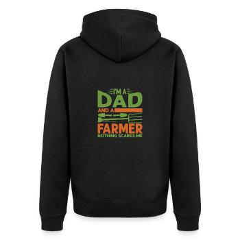 Bauer und Papa Geschenk Vater und landwirt - Unisex Premium Bio Zip Hoodie - Schwarz - Hinten - Nico (187cm)