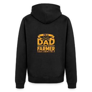 Farmer and dad gift father and farmer - Unisex Premium Organic Zip Hoodie - black - Back - Nico (187cm)