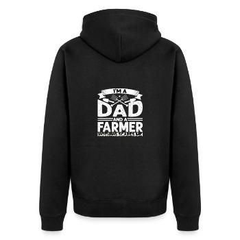 Bauer und Papa Geschenk Vater und landwirt - Unisex Premium Bio Zip Hoodie - Schwarz - Hinten - Nico (187cm)