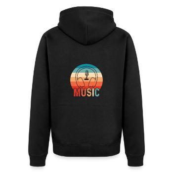 Vinyl Musiker Retro Musik Vinyl Vintage Musizieren - Unisex Premium Bio Zip Hoodie - Schwarz - Hinten - Nico (187cm)