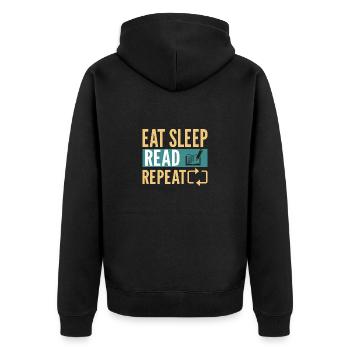 Read books Bookworm - Unisex Premium Organic Zip Hoodie - black - Back - Nico (187cm)