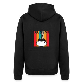 Kaffee Sarkasmus Freunde Glück Freude Cappuccino - Unisex Premium Bio Zip Hoodie - Schwarz - Hinten - Nico (187cm)