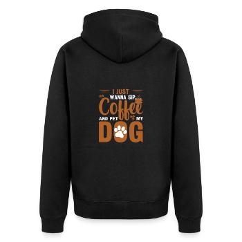 Kaffee Hund Maschine Welpen Tasse Bohnen - Unisex Premium Bio Zip Hoodie - Schwarz - Hinten - Nico (187cm)