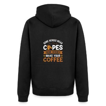 Stolzer Barista Beruf Kaffee Catering Espresso - Unisex Premium Bio Zip Hoodie - Schwarz - Hinten - Nico (187cm)