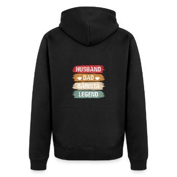 Barman Barman Barista Cadeau Père Papa Papa Papa - Veste à capuche bio Premium Unisexe - noir - Dos - Nico (187cm)