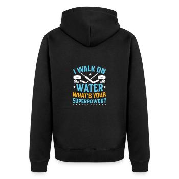 Eishockey Verein Team Sport Geschenk - Unisex Premium Bio Zip Hoodie - Schwarz - Hinten - Nico (187cm)