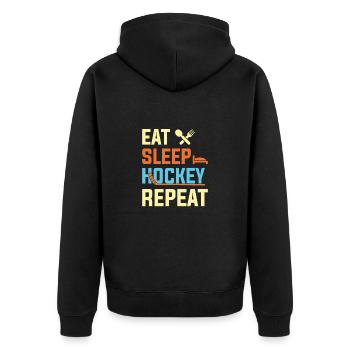 Eishockey Verein Team Sport Geschenk - Unisex Premium Bio Zip Hoodie - Schwarz - Hinten - Nico (187cm)