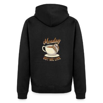 Monday - Sloth Lazy Sleep Laziness Tired - Unisex Premium Organic Zip Hoodie - black - Back - Nico (187cm)