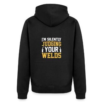 Welder Profession Heat Steel Gas TIG MAG Welding - Unisex Premium Organic Zip Hoodie - black - Back - Nico (187cm)