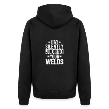 Welder Profession Heat Steel Gas TIG MAG Welding - Unisex Premium Organic Zip Hoodie - black - Back - Nico (187cm)