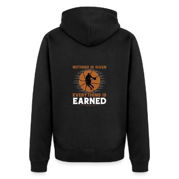 Basketballer Basketball Slamdunk BBall Korbleger - Unisex Premium Bio Zip Hoodie - Schwarz - Hinten - Nico (187cm)