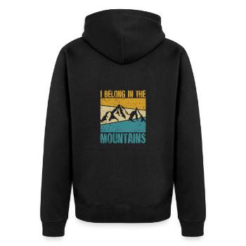 Wandern Camping Outdoor Sprüche Camper Wanderer - Unisex Premium Bio Zip Hoodie - Schwarz - Hinten - Nico (187cm)