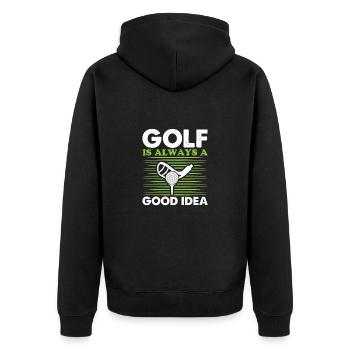 Golf Golfer Gift Hobby Club Quote - Unisex Premium Organic Zip Hoodie - black - Back - Nico (187cm)