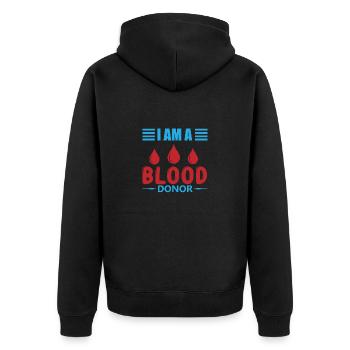 Blood donation Blood donations Blood donors - Unisex Premium Organic Zip Hoodie - black - Back - Nico (187cm)