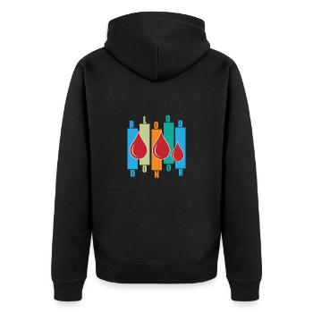 Blutspende Blutspenden Blutspender - Unisex Premium Bio Zip Hoodie - Schwarz - Hinten - Nico (187cm)