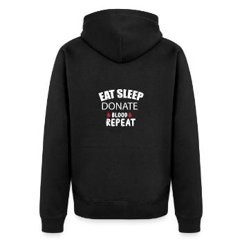 Blutspende Blutspenden Blutspender - Unisex Premium Bio Zip Hoodie - Schwarz - Hinten - Nico (187cm)